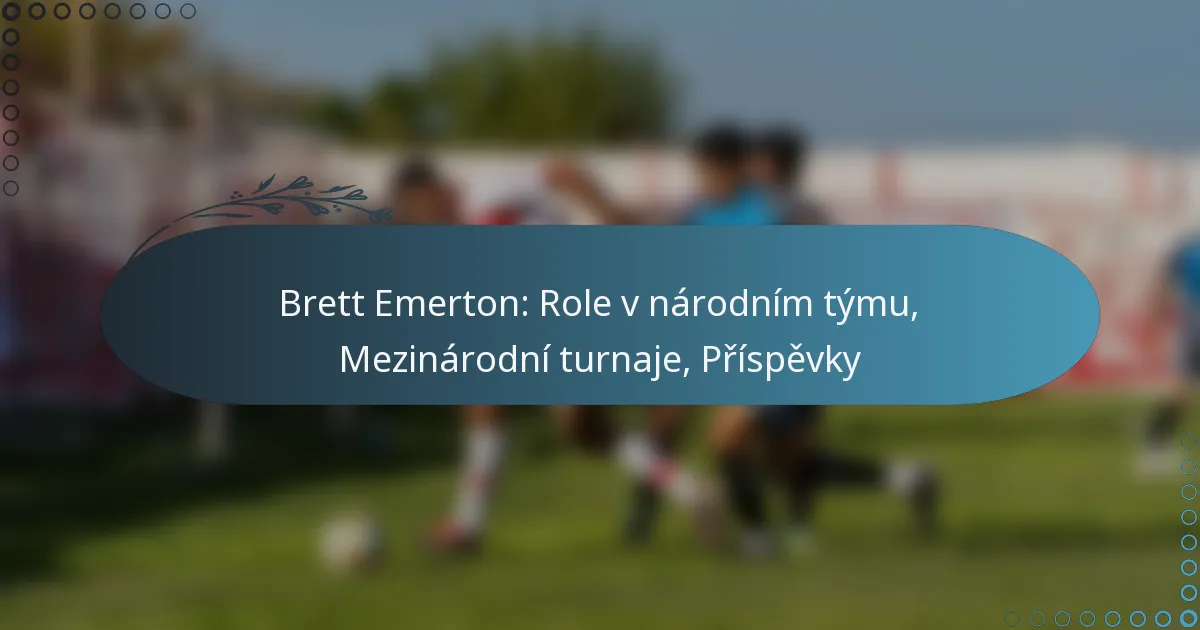 Read more about the article Brett Emerton: Role v národním týmu, Mezinárodní turnaje, Příspěvky