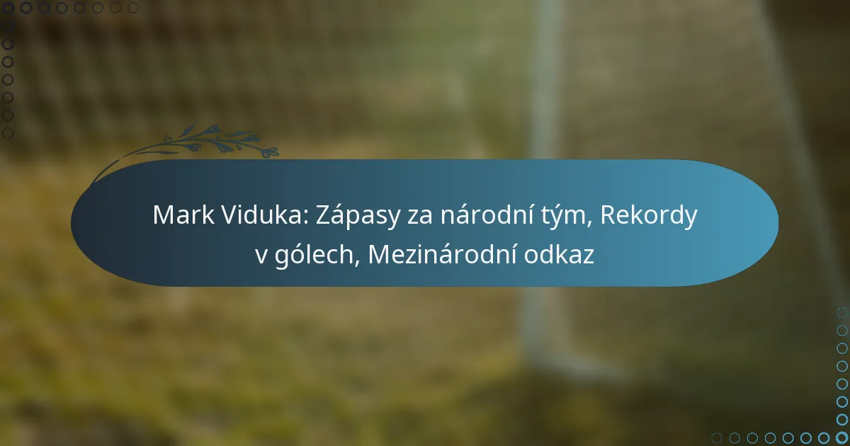 Read more about the article Mark Viduka: Zápasy za národní tým, Rekordy v gólech, Mezinárodní odkaz