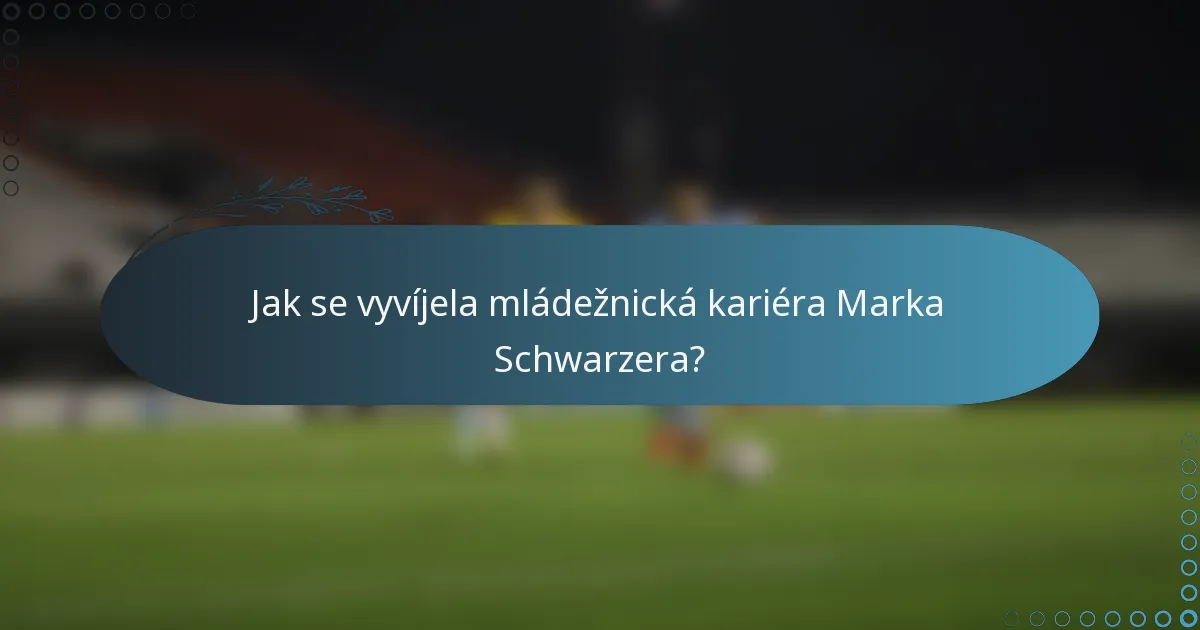 Jak se vyvíjela mládežnická kariéra Marka Schwarzera?