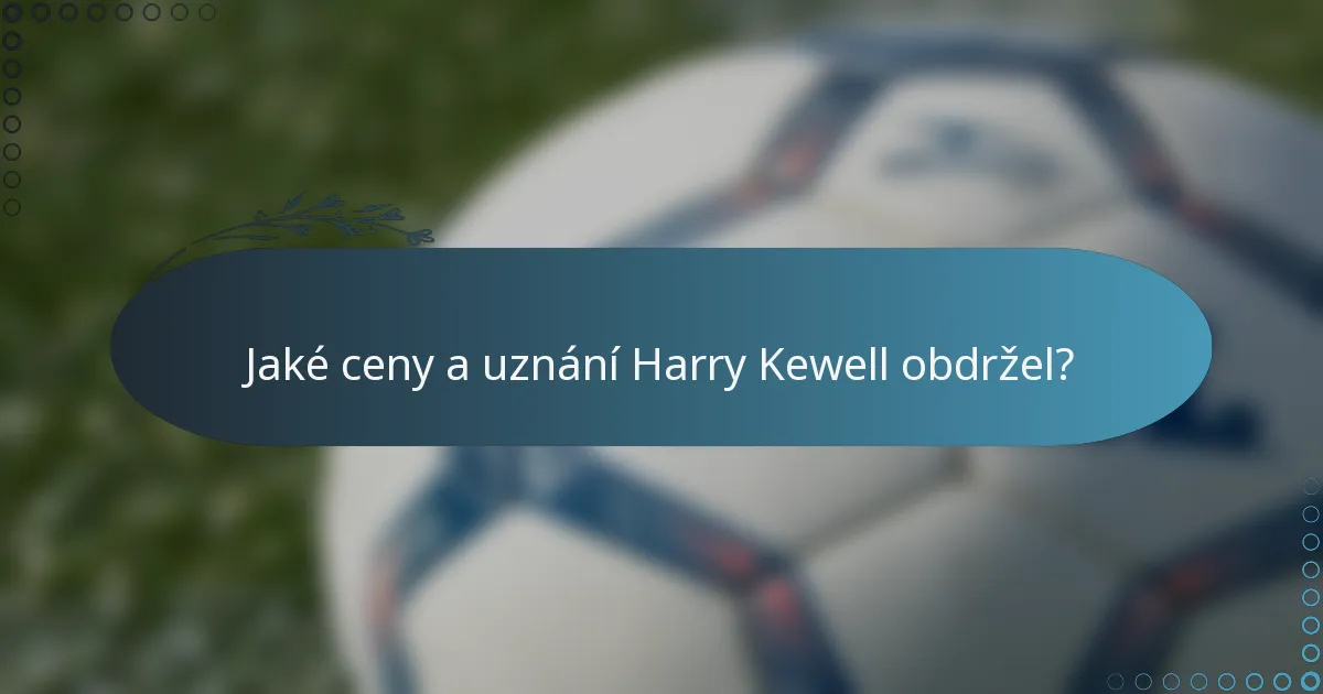 Jaké ceny a uznání Harry Kewell obdržel?