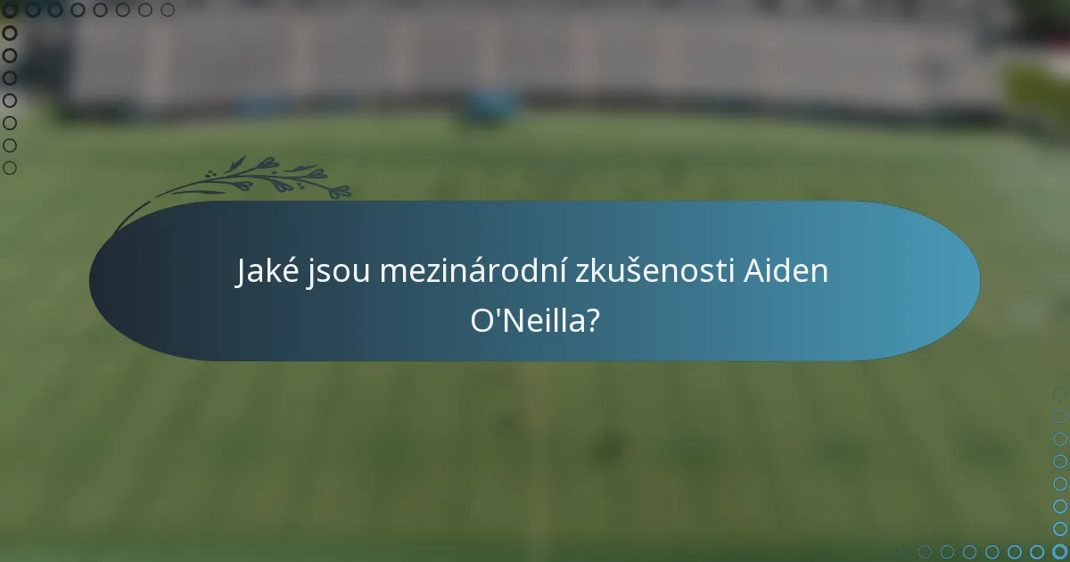 Jaké jsou mezinárodní zkušenosti Aiden O'Neilla?