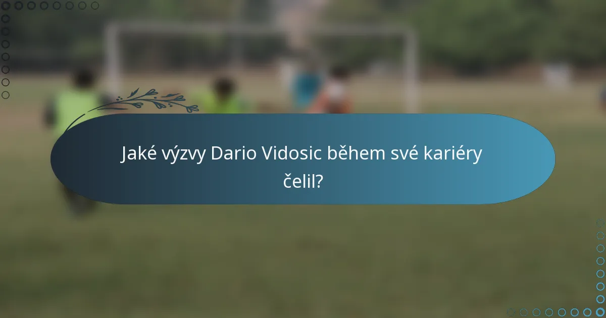 Jaké výzvy Dario Vidosic během své kariéry čelil?